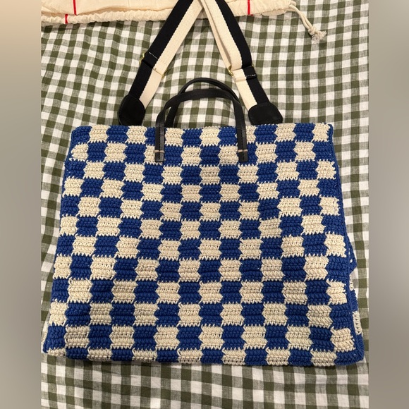 Clare V Summer Simple Tote- Blue & White checkered - Picture 8 of 9